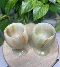Load image into Gallery viewer, Green Onyx cups— Stone of Strength & Heart Healing