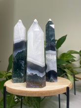 Load image into Gallery viewer, Moss Agate XL tower — Stone of Growth & Balance