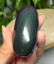 Load image into Gallery viewer, Rainbow sheen Obsidian palm stones — Stone of Protection &amp; Truth

