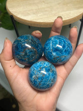 Load image into Gallery viewer, Blue Apatite Spheres— Stone of Inspiration &amp; Clarity
