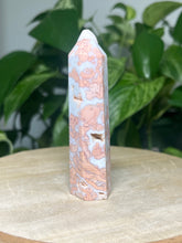 Load image into Gallery viewer, Pink Cotton Candy Agate tower— Stone of Joy &amp; Gentle Healing
