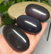 Load image into Gallery viewer, Rainbow sheen Obsidian palm stones — Stone of Protection &amp; Truth
