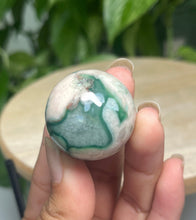 Load image into Gallery viewer, Green Flower Agate Sphere— Stone of Growth &amp; Inner Bloom
