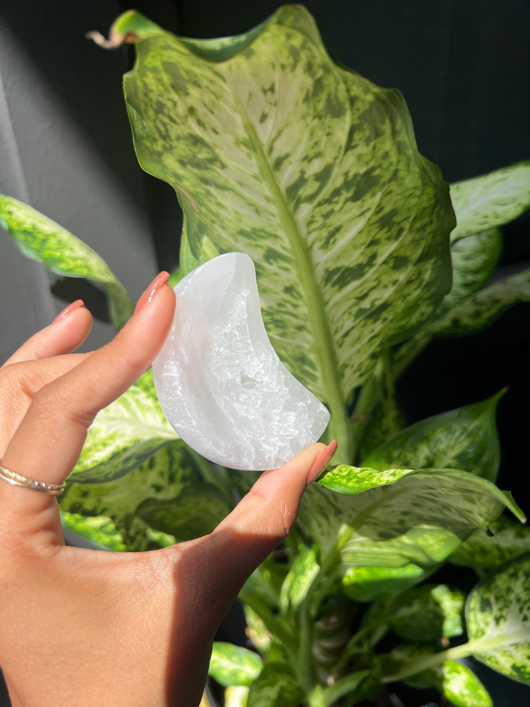 Satin Spar (Selenite) Crescent Moon Bowl
