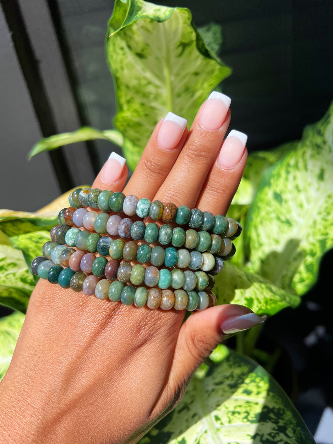 Faceted Rondelle Ocean Jasper Bracelet 8mm